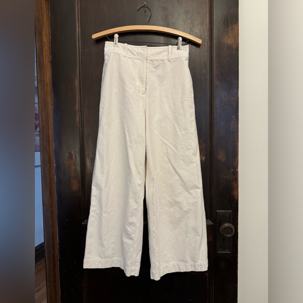 COS Wide Leg Trouser White Cotton Size 26